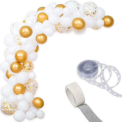 Image of GrandShop Balloon Arch Decoration Kit 112 Pcs (WHITE GOLD) material Rubber