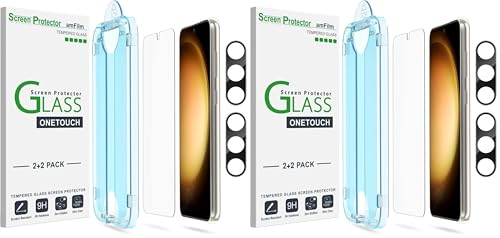 Image of amFilm [2+4 Pack OneTouch Tempered Glass Screen Protector for Samsung Galaxy S23+ /S23 Plus 6.6 Inch with Camera Lens Protector, 9H Hardness, Easy Installation and Bubble Free.