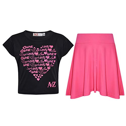 Ensemble t-shirt Love au toucher doux avec jupe confortable filles
