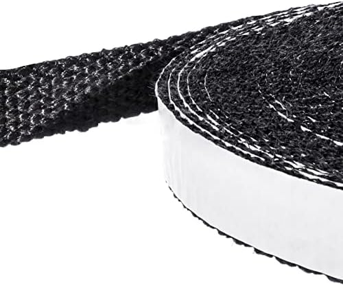 ZYWUOY 10mm Self-Adhesive Flat Tape, Fiberglass Rope Seal Stove Rope, Fire Gasket Flat Stove Rope Black Glass Seal Stove Fire Rope