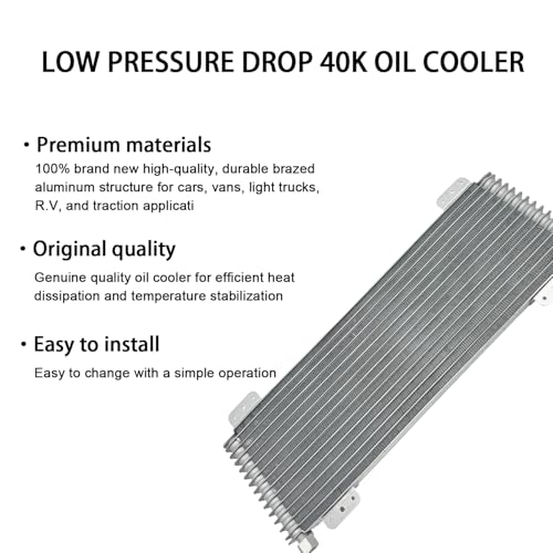 NITOYO LPD47391 Low Pressure Drop 40k Transmission Oil Cooler Compatible with Tru-Cool Heavy Duty 40,000 GVW Max with Mounting Hardware