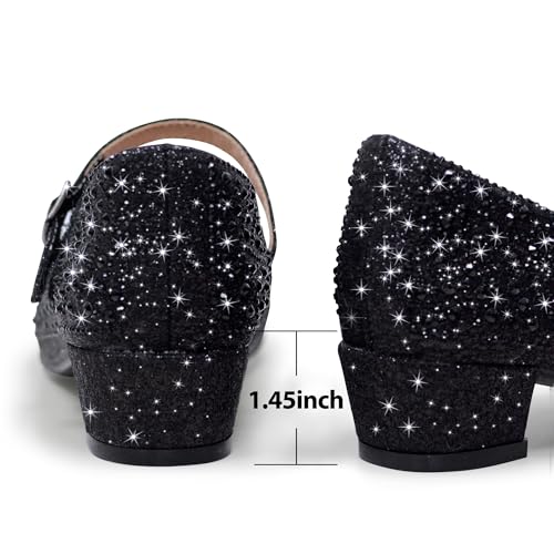Girls Dress Shoes Mary Jane Low Heel Princess Flower Wedding Flats Glitter Shoes for Toddler/Little Kid/Big Kids4