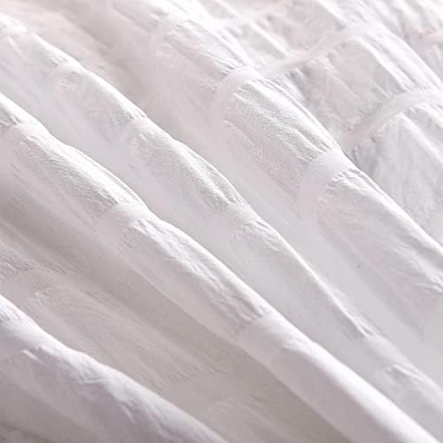 TEALP Double Seersucker Duvet Cover Set with Pillow Cases 3 Pieces Boho Duvet Cover,Soft and Durable Bedding Set for All Seasons (White, Double)