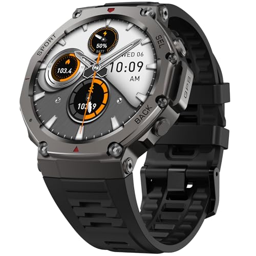GPS Smart Watches for Men, Full Metal Body, 1.43" Display, 60 Days Battery, Answer/Make Call, Fitness Tracker with Heart Rate/SpO₂, 5ATM Waterproof, Compass/Altimeter SmartWatch for Android & iPhone.