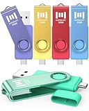 MOSDART 32GB USB 2.0 C and A Dual Flash Drive, FAT32 Memory Stick, for iPhone 15 and 16, Android Phone, iPad, MacBook, and Other Laptops, Vibrant Colors (Pack of 5)