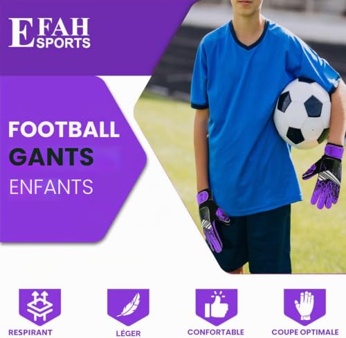 EFAH SPORTS Gants de Gardien de But Football pour Enfants avec Paume – vue 4