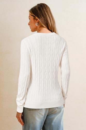 Arach&Cloz Womens V Neck Cable Knit Sweaters 2026 Spring Fall Lightweight Long Sleeve Pullover Tops Business Casual Clothes - Image 6