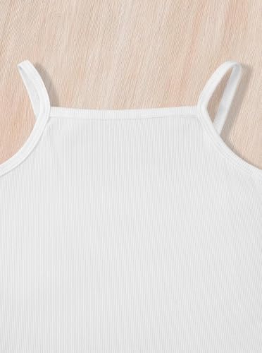 Image of Girls 3 Piece Outfits Long Sleeve Graphic Print Crop Top Camisole and Pants Set White Black 11-12Y