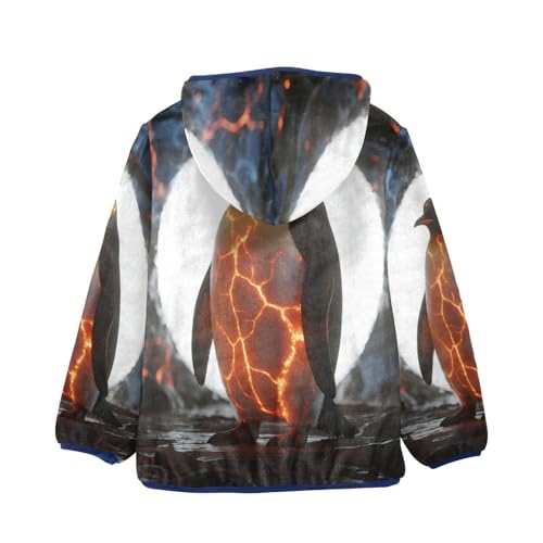 Lava Penguin on Rocky Ground Toddler Fleece Jacket Girl Boys Hooded Fleece Jacket Coat Warm Outwear Zip-up 3-10T2