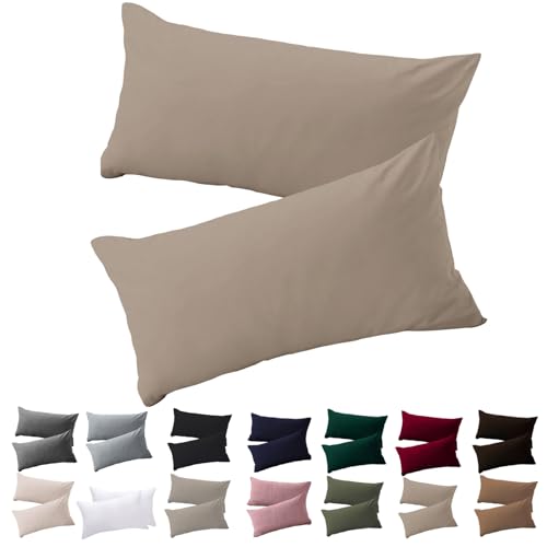 Soifox 40x60cm Set of 2 Cushion Cover, Sand Beige Pillowcase for Pillows 40 x 60 cm, 100% Microfibre