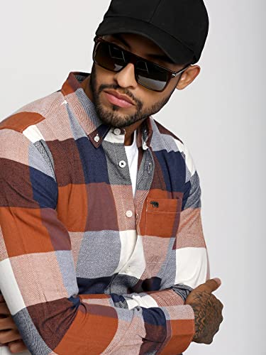 Image of THE BEAR HOUSE Men's Cotton Multi Checked Slim Fit Shirt |Multicolored |3XL |TBH-LENO-MC-3XL |