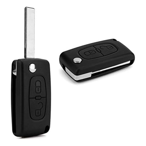 Portable Replacement 2 Buttons Remote Entry Keyless Folding Flip Key Shell Fob Case Cover for Peugeot 207 307 308 407 408 (Black) Cover