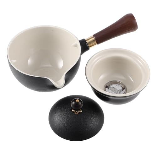 DOITOOL Rotating Ceramic Tea Pot with Filter 3.35X4.13X3.35 Inch Porcelain Chinese Teapot for Loose Leaf Tea Brewing at Home and Office Decorative Gongfu Style Brewer