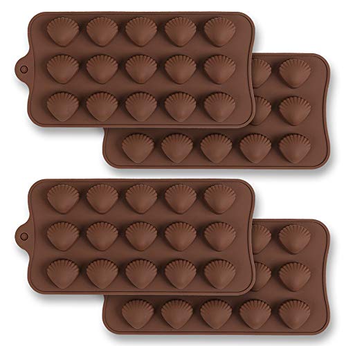 homEdge Moule à chocolat en silicone 15 cavités en forme de coquille en silicone anti-adhésif de qualité alimentaire en forme de coquille de chocolat bonbons Cover