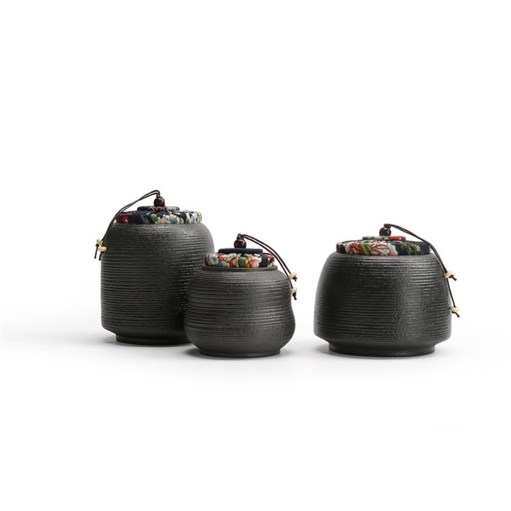 Teedosen für losen Tee Schwarze Keramik-Vorratsdosen for Tee in großen Mengen, versiegelte Vorratsdosen for Tee, Vorratsdosen for schwarzen Tee, einfache handgefertigte Teedosen Luftdichte Keramik-Tee