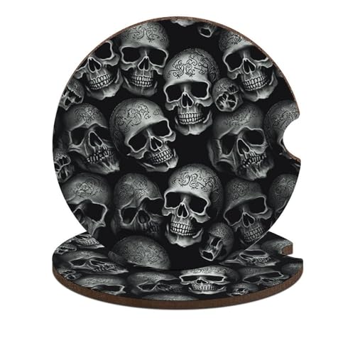 Portavasos para auto con diseño calavera negro, 2 unidades miniatura 1
