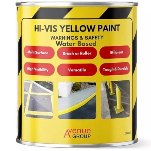 Avenue Water Based Hi-Vis Yellow Warning Paint High Visibility Satin (1L)