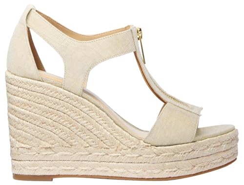 Michael Kors Women's Berkley Mid-Heel Wedge Sandal, Pale Gold, 72
