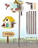 VIUBIRD Bird Feeder Pole – 75 Inch Height Bird House Pole with 1-Inch Dia Heavy Duty for Birdfeeders, Feeding Stand with Mount Kit for Outdoor, Slip-Fit Connection, Copper Brushed
