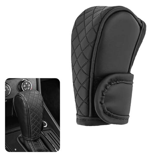 HHZL Car Shift Handle Transmission Knob Cover Accessories, Eco-Leather Car Shift Cover, Center Console Magic Tape Gear Lever Protector Universal for Most Cars(Black)
