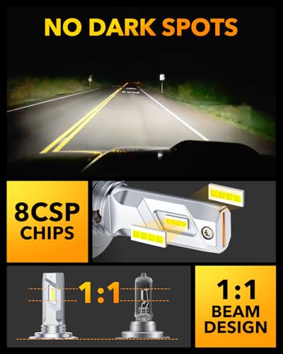 Image of OXILAM H7 LED Light Bulbs, 40000LM Super Brighter 6500K H7 Fog Bulbs, Plug and Play, Off-Road Use or Fog Light, Pack of 2