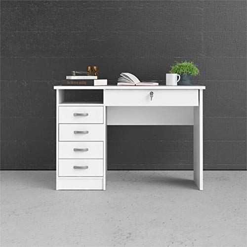 Tvilum Walden Desk With 5 Drawers, White #TOP1