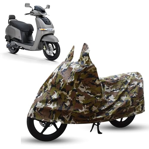Image of Sulfar Bike Cover for TVS iQube (Standard /S /ST (EV)) | Waterproof, Dustproof & UV Protected | All Weather Two Wheeler Cover (Army Green) New 2026 Variants