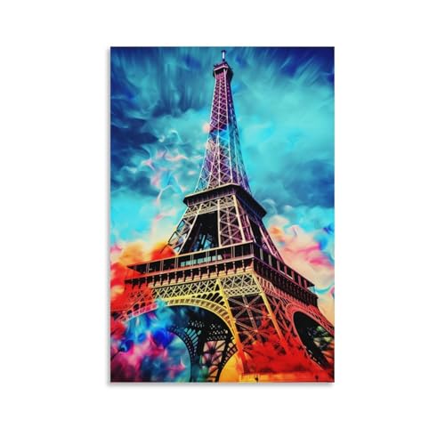 Cuadro de la Torre Eiffel en lienzo de 50x75 cm para decoración elegante de salones y comedores