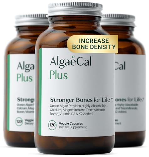 ALGAECAL Plus Calcium Supplement for Bone Density D3 K2 120 Caps 3 Packs