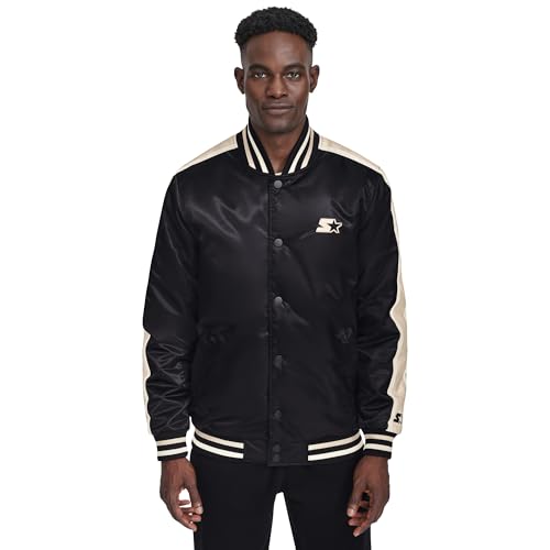 Starter mens Satin Varsity Midweight With Quilted Lining Long Sleeve Jacket