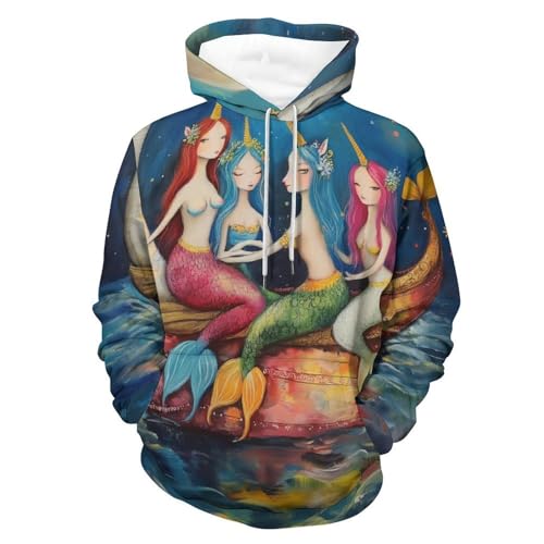 Sweatshirt sirène licorne lune, pullover manches longues idéal pour cocooning et sorties urbaines