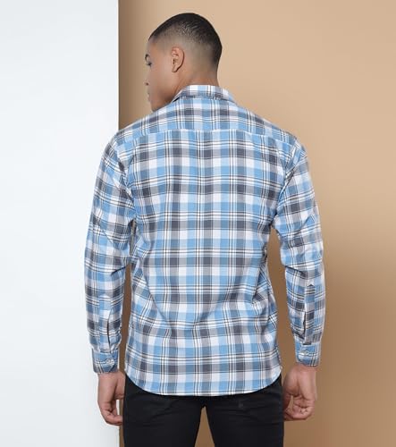 Image of CVC Men's Regular Fit Cotton Oxford Casual Checks Shirt with Full Sleeves