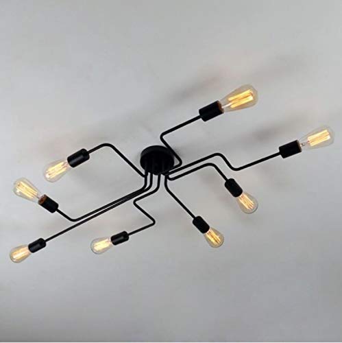 T&A Talent And Art Black 8 Lights Sputnik Chandelier Semi Flush Mount Ceiling Light,Modern Industrial Style Lighting Fixture For Kitchen Dining Room #TOP7