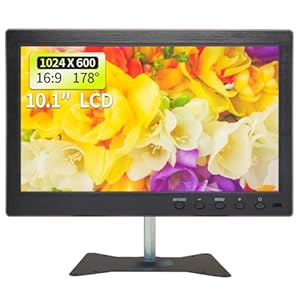 10.1 Inches Security Monitors & Displays, 1024×600 Resolution, AV、BNC Interface, Built-in Speaker LCD Display Suitable for CCTV TV DVD CCD