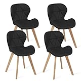 IDMarket – Juego de 4 sillas de vestidor de PU negras para comedor