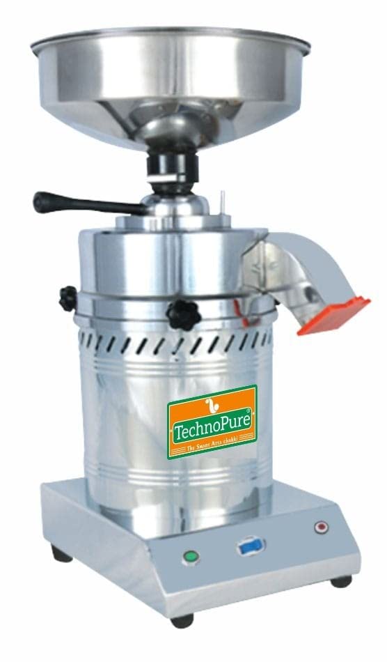 TechnoPure Automatic Domestic Flour Mill Machine for Home, Gharghanti Smart Atta Chakki 1.25 HP Single Phase 100% Copper Motor, 8-15 Kg/Hour Round Flourmill