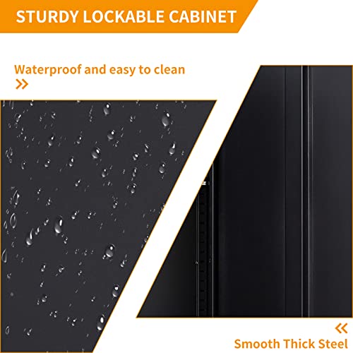 Metal Storage Cabinet With 2 Doors, Lockable Steel Storage Cabinet With 2 Doors And Adjustable Shelves, Steel Lockable File Cabinet, Locking Tool Cabinets For Office,Home,Garage #TOP6