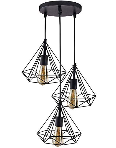 Image of Geometric Pendant Lighting, Geometric Modern Hanging Light Ceiling Fixture for Kitchen Island, Foyer, Hallway, Bedroom and Entryway (Bulb Include) Black Diamond