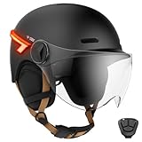 CASR Glow - Casco LED para Bicicleta y Patinete - Visera XL y Orejeras extraíbles, Intermitentes Traseros y Mando a Distancia - Diseño Urbano Elegante para Hombre y Mujer - Negro - Talla L