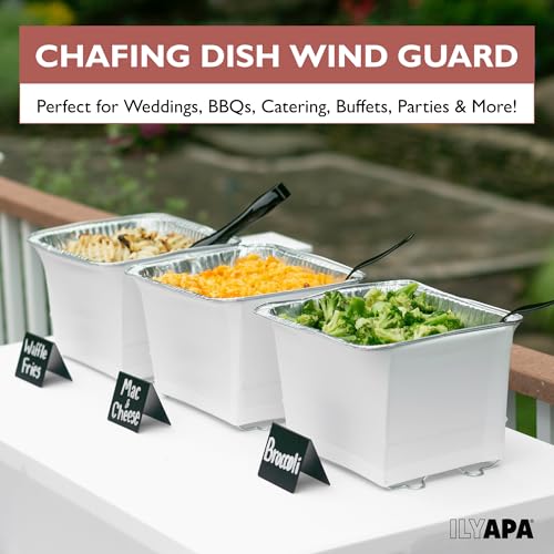 Ilyapa Chafer Wind Guard for Chafing Dishes for Buffet - 6 Pack Half Size Food Warmer Chafer Stand Cover, Keep Food Warm, Flame Retardant, Flexible, Works with all Major Chafing Pans