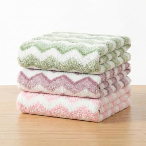 Image of QURIPE 10 Pack Kitchen Cloth Dish Towels, Microfiber Cleaning Cloth Double-Sided Dish Drying Towel Reusable for House Furniture Table Kitchen Dish Window Glasses (Zig ZAG)