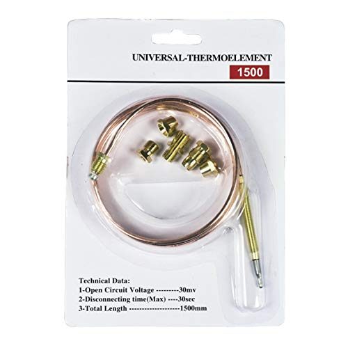 Thermoelement Temperaturfühler KochfeldThermoelement thermoelektrisch Universal 1500mm mit Adaptern Gasherd Gasgrill Gaskochstelle Terassenheizstahler
