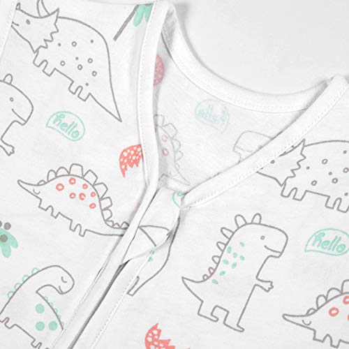 TILLYOU 2 Pack Baby Sleep Sack 18-24 Months 100% Cotton Wearable Blanket 0.5 TOG Sleeveless Summer Sleep Sacks with 2-Way Zipper, Woodland Dinosaurs