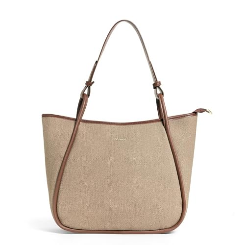 Image of EXOTIC Formal Laptop Handbag for Women, Herringbone Pattern, Leather Trim, Tote Style with Adjustable Shoulder Strap