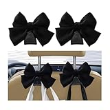 KHGUZ Car Seat Headrest Hook, 2PCS Cute Bow Knot Vehicle Seatback Hanging Storage Organizer, Seat Back Hanger for Purse Coat Umbrella, Universal Automotive Interior Decor Accessories (Black)