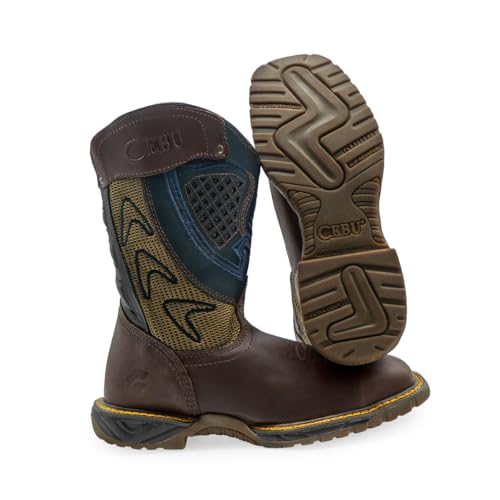 CEBU Men's Ranger Steel Toe Cowboy Work Boot - Brown 8.5 US2