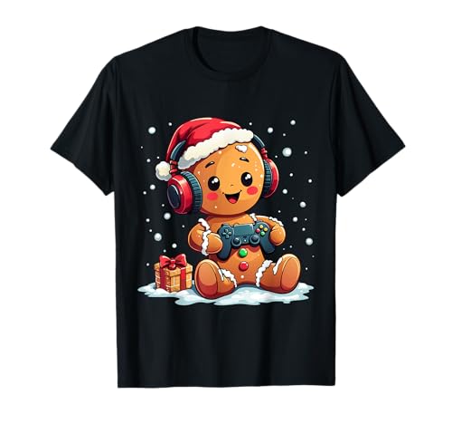 Amusant Noël Gingerbread Gamer Video Xmas Gaming Lovers T-Shirt