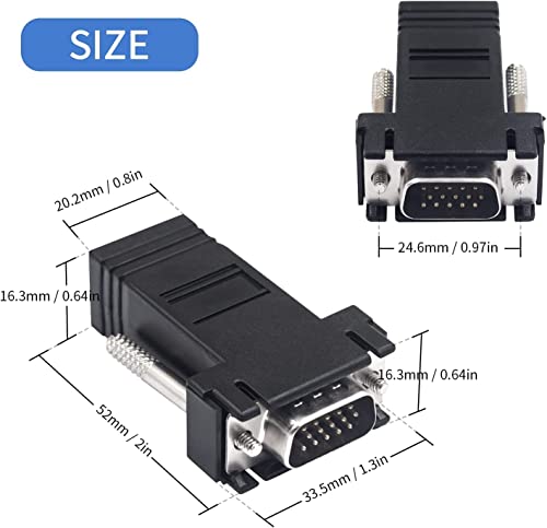 ETZIN VGA Extender Over Ethernet Adapter, VGA to RJ45 Adapter VGA 15 Pin Male to CAT5 CAT6 Female Network Cable Extender Adapter for Multimedia... - Image 7