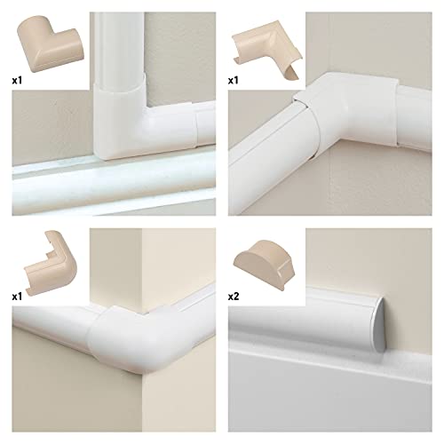 Image of D-Line Cable Raceway Accessories | Join Multiple Channels of D-Line Cord Covers | Coupler and Connector Multipack (Maxi (Large), Beige)