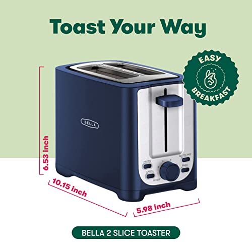 Bella 2 Slice Toaster, Stainless Steel And Blue #TOP1
